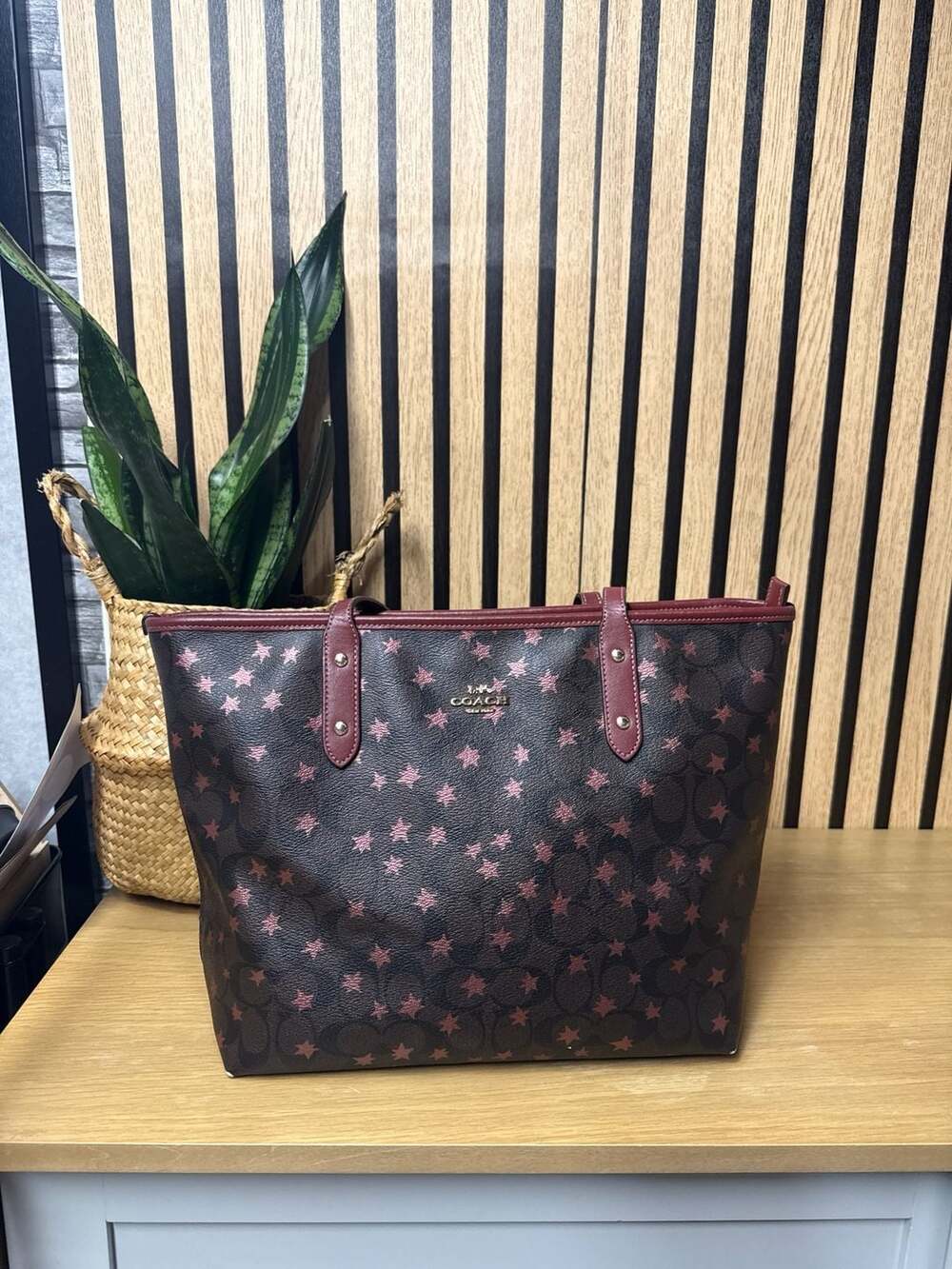Coach Gallery Tote in Signature Canvas with Disco Star Print